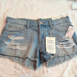 Ripped Light Blue Denim Shorts
